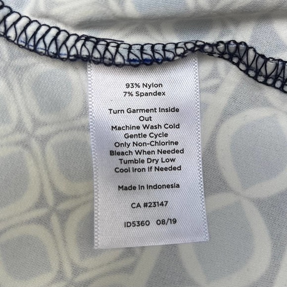 Talbots Plus V-Neck Faux Wrap Shift Dress Blue White Geometric Print Women X NWT - Picture 8 of 9